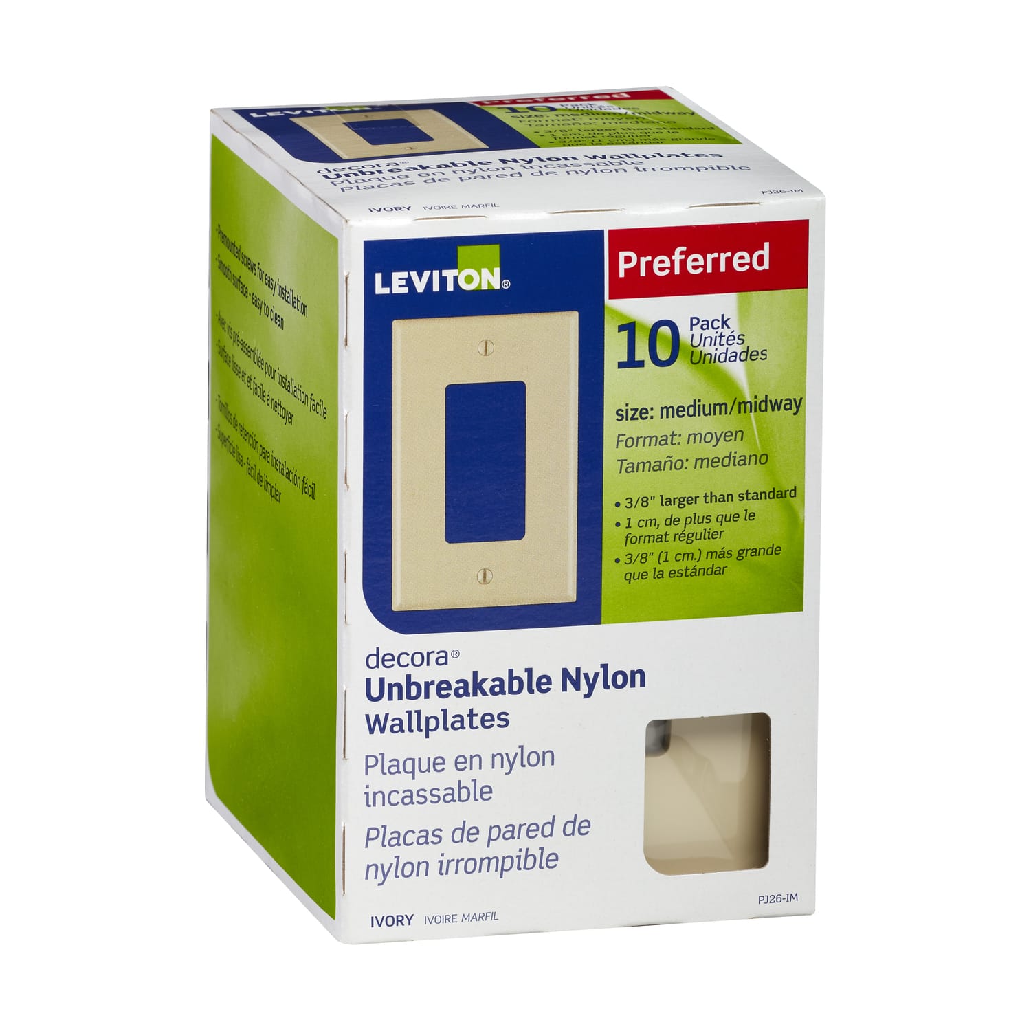 Leviton - Decora 1 gang Thermoplastic Nylon Decorator Wall Plate 10 pk - Ivory price history on PriceWatchPro
