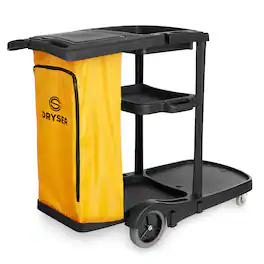 Dryser - Commercial Janitorial Cleaning Cart w/ Cover - Shelves - Black - Gray