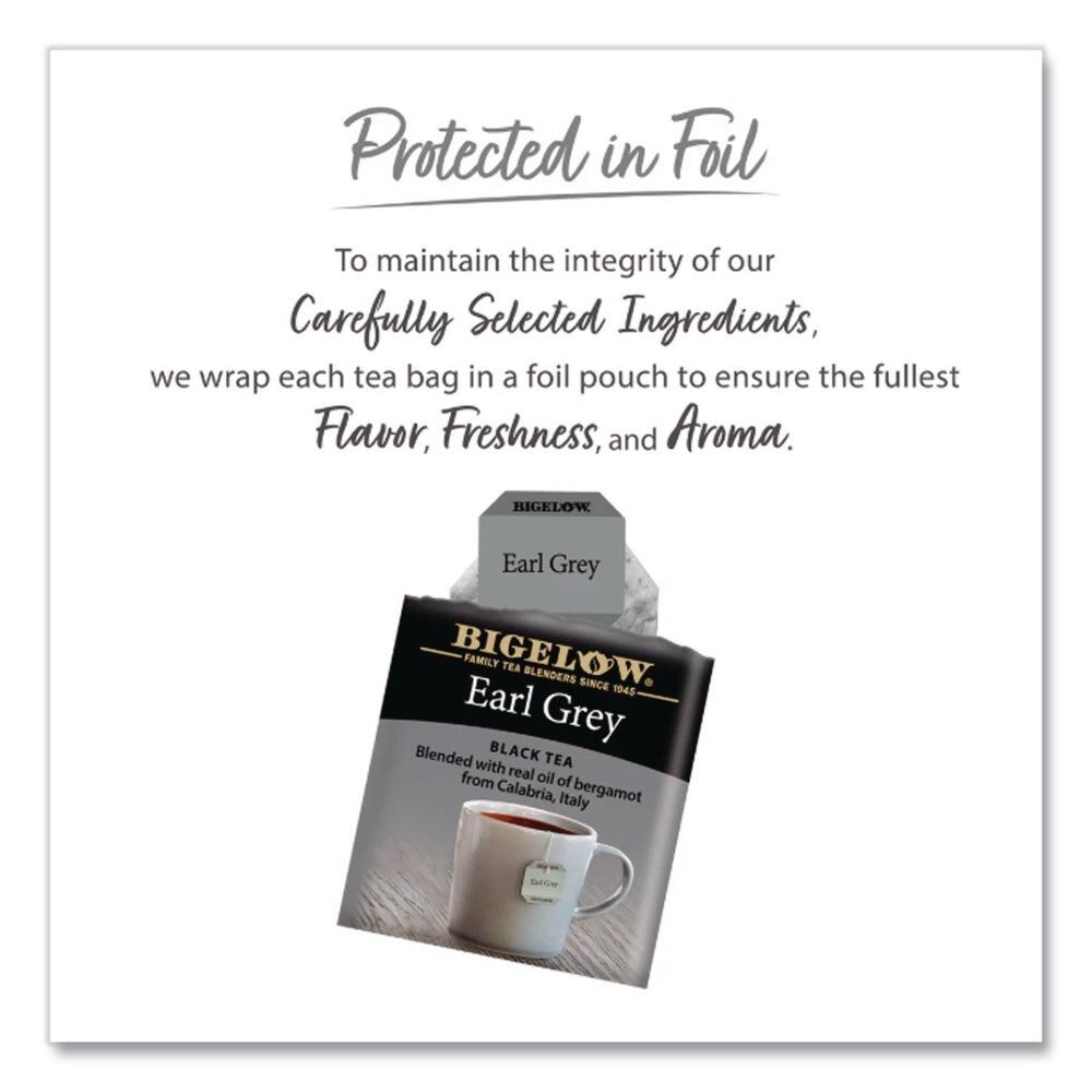 Protected in Foil

To maintain the integrity of our Carefully Selected Ingredients, we wrap each tea bag in a foil pouch to ensure the fullest Flavor, Freshness, and Aroma.

BIGELOW Earl Grey

FAMILY TEA BLENDERS SINCE 1945

BLACK TEA Blended with real oil of bergamot from Calabria, Italy