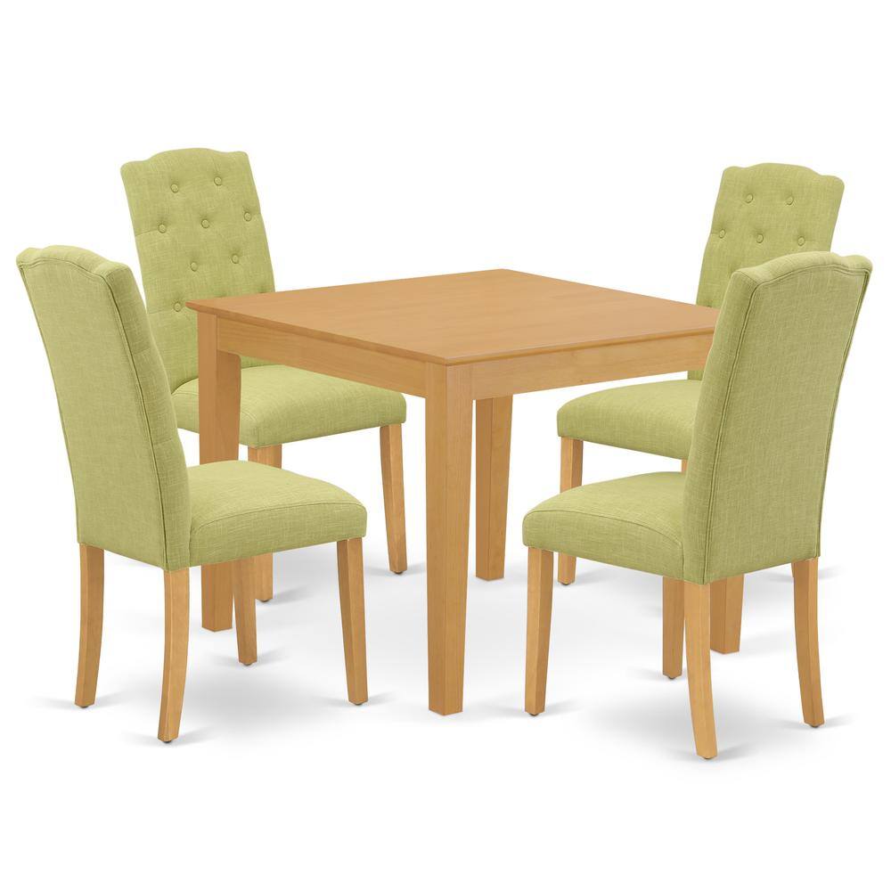 Back. East West Furniture - Dining Room Set Oak - Brown.