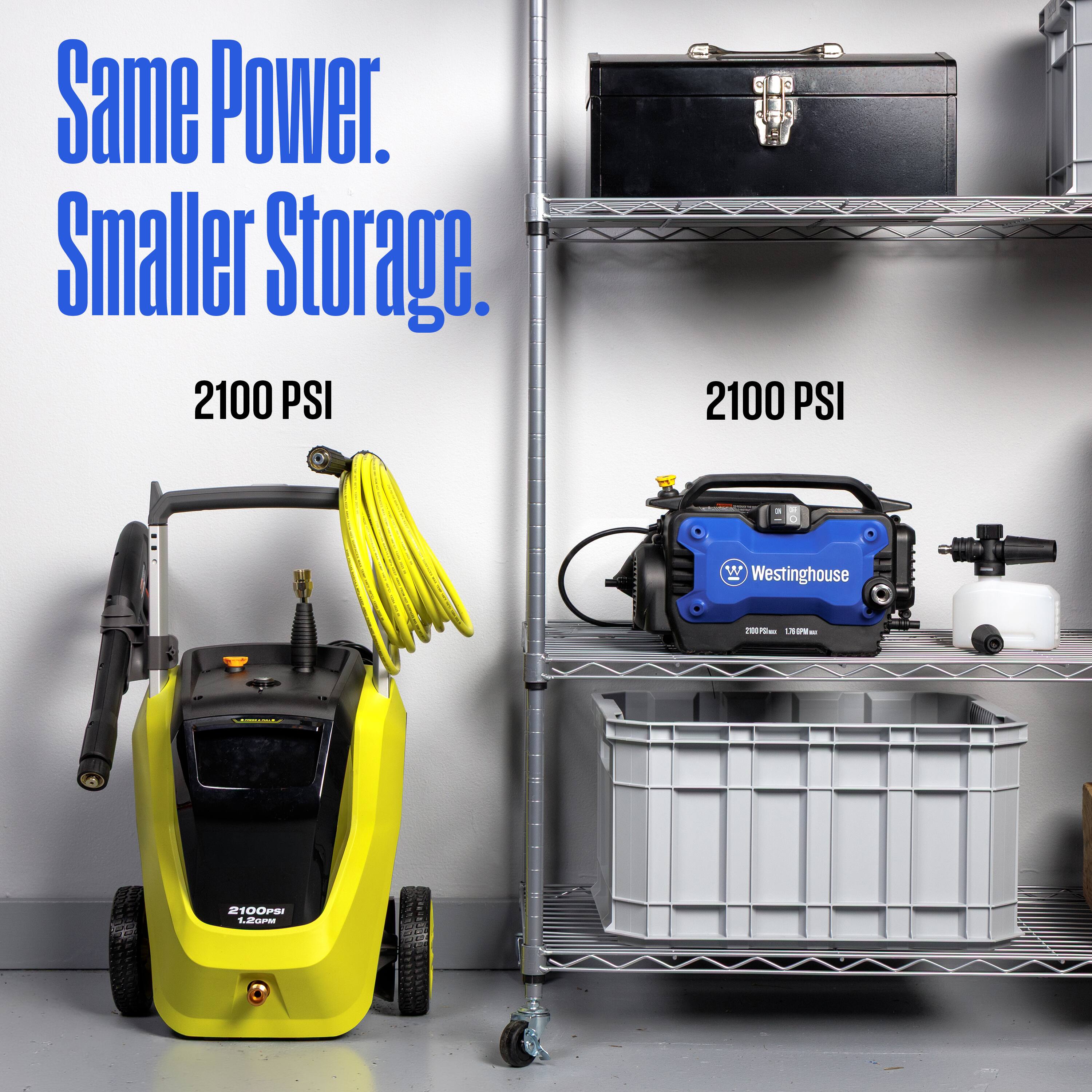 Same Power. Smaller Storage.  
2100 PSI  
2100 PSI  
Westinghouse  
2300 PSI 1.76 GPM  
2100 PSI 1.20 GPM