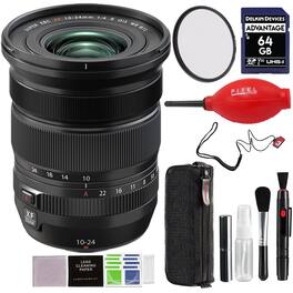 Fujifilm - XF 10-24mm f/4 R OIS WR Lens (Black) with Advance Accessories and Travel Bundle | Fuji XF 10-24mm - Black