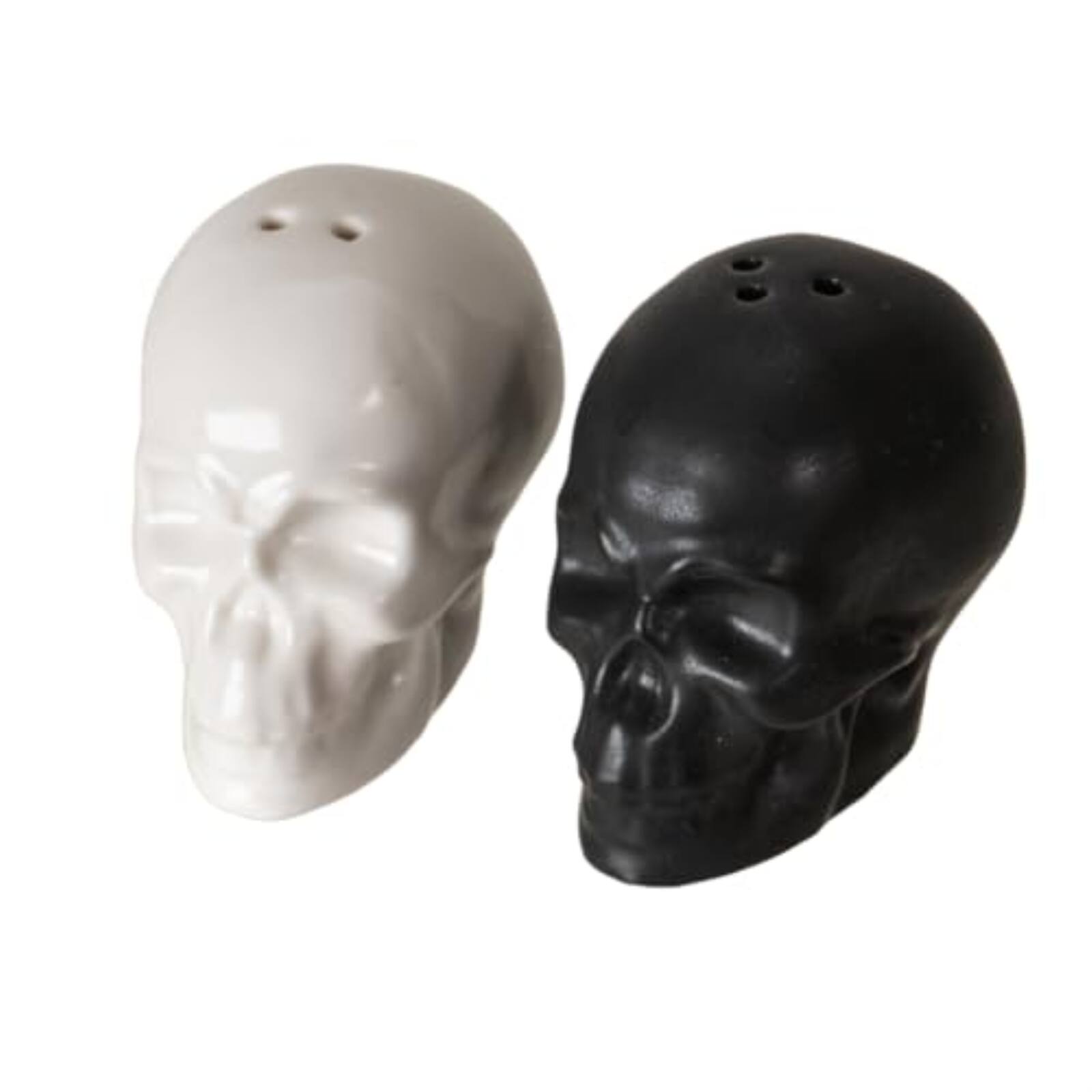 Alt View 1. Pacific Trading - Black and White Skulls Ceramic Salt And Pepper Shaker Set - Multicolor.