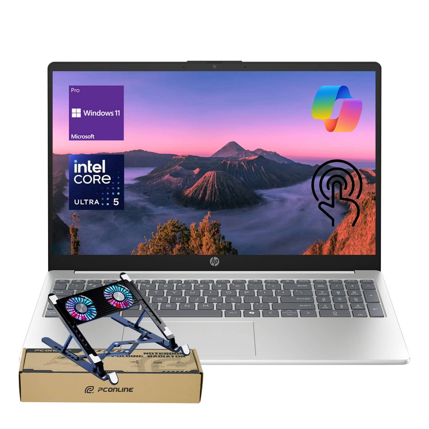 HP - 15.6" Touchscreen Laptop - Intel Core Ultra 5 125H, 16GB RAM - 1TB SSD - Copilot - Win 11 Pro - PCO Laptop Cooler - Silver