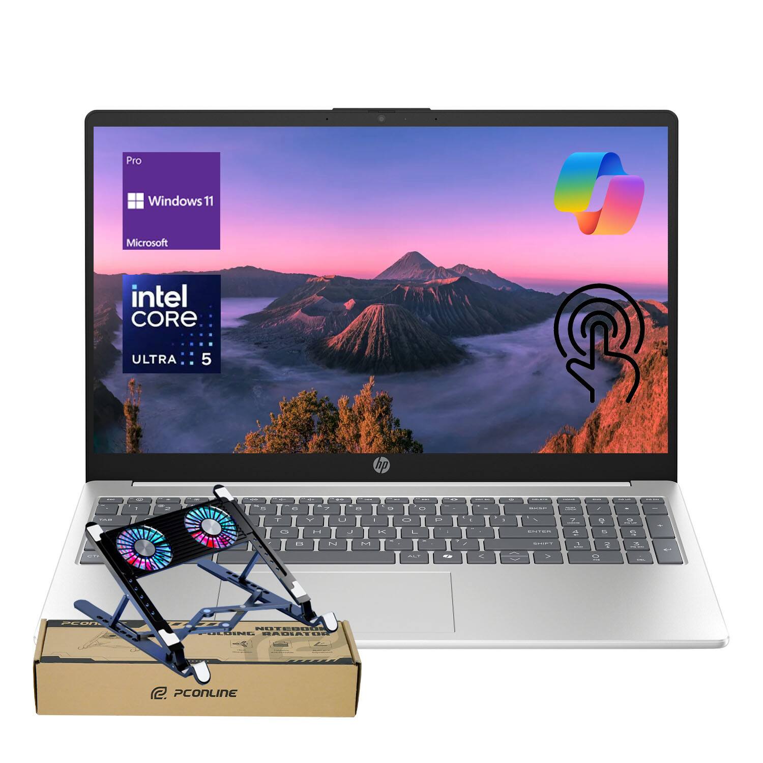 HP - 15.6" Touchscreen Laptop - Intel Core Ultra 5 125H, 16GB RAM - 1TB SSD - Copilot - Win 11 Pro - PCO Laptop Cooler - Silver