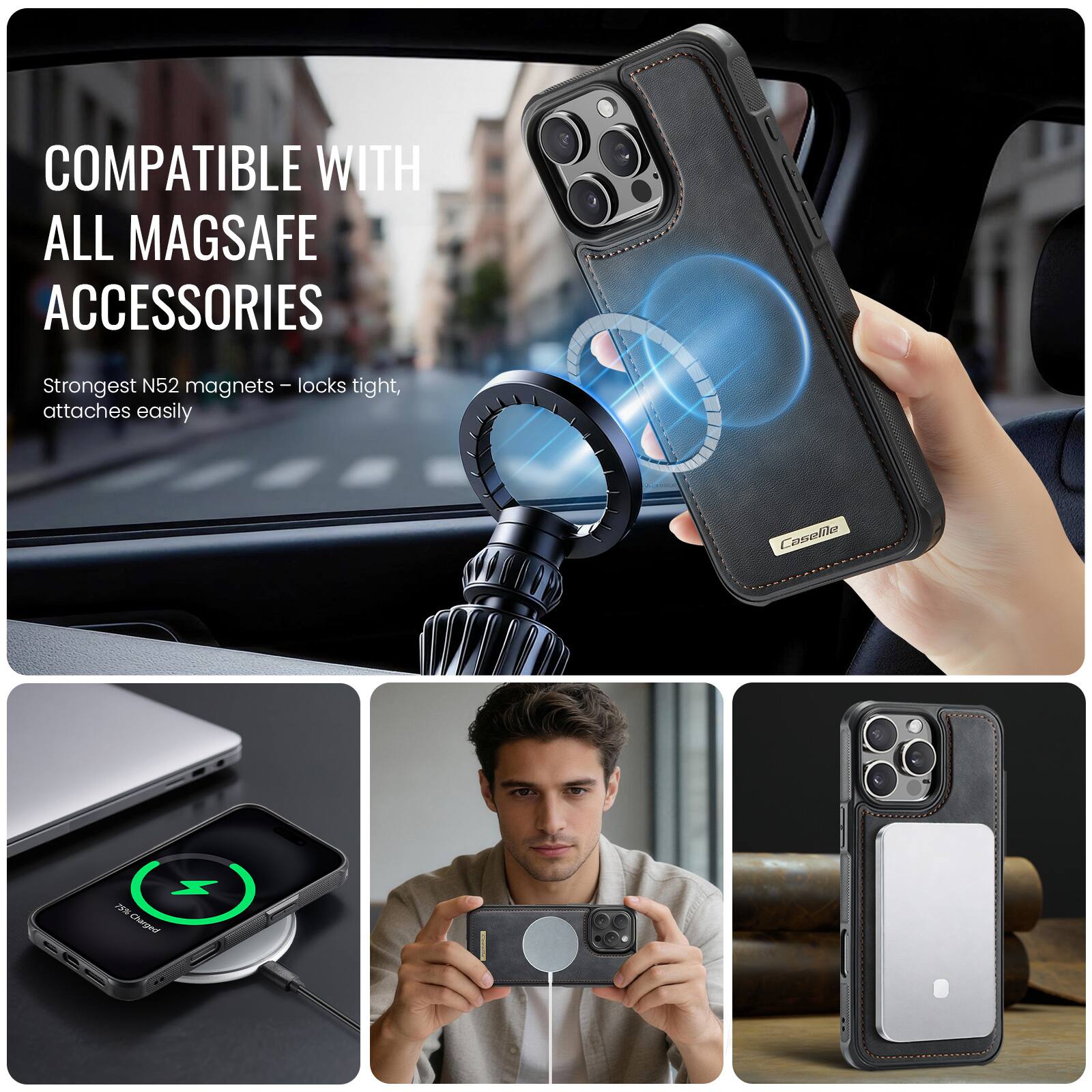 COMPATIBLE WITH ALL MAGSAFE ACCESSORIES

Strongest N52 magnets – locks tight, attaches easily
