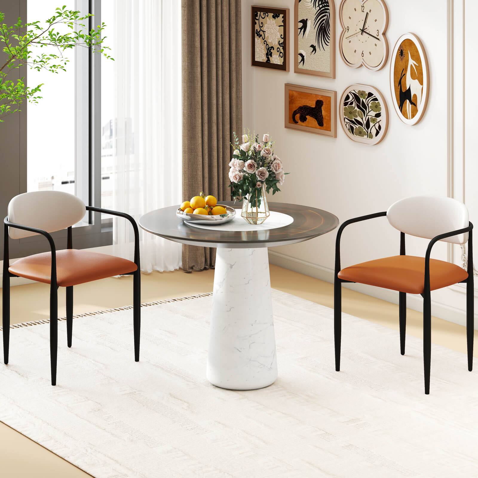 Alt View 3. Costway - Costway Upholstered Dining Chairs Set of 2 with Cushioned Backrests & Seats Sturdy - Black,Orange,White.