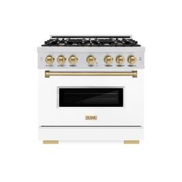 ZLINE - Autograph 36" Classic Dual Fuel Range with Bronze Accents (CDRZ-WM-36-CB) - Black