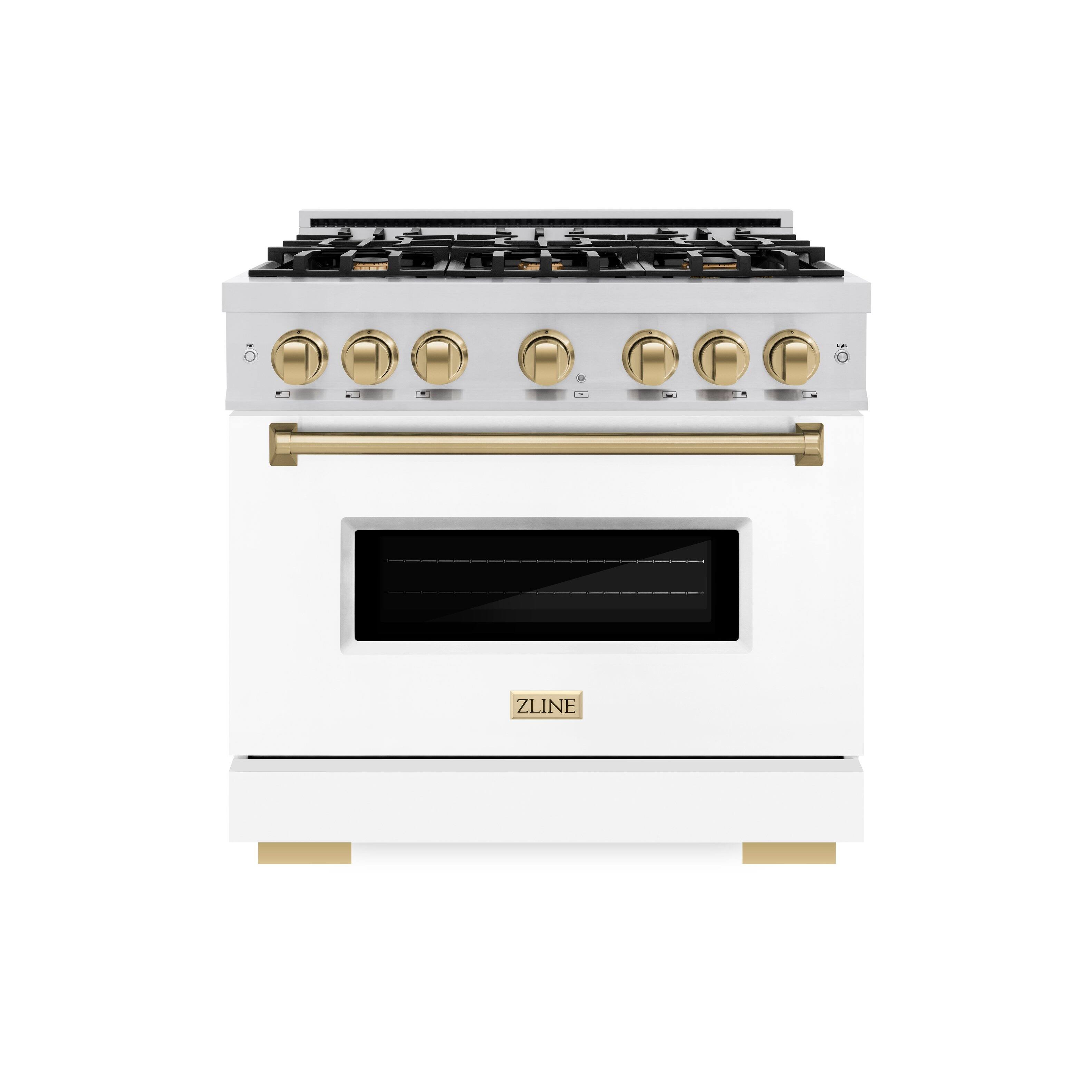 Front. ZLINE - ZLINE Autograph 36" Classic Dual Fuel Range with Bronze Accents (CDRZ-WM-36-CB) - Black.
