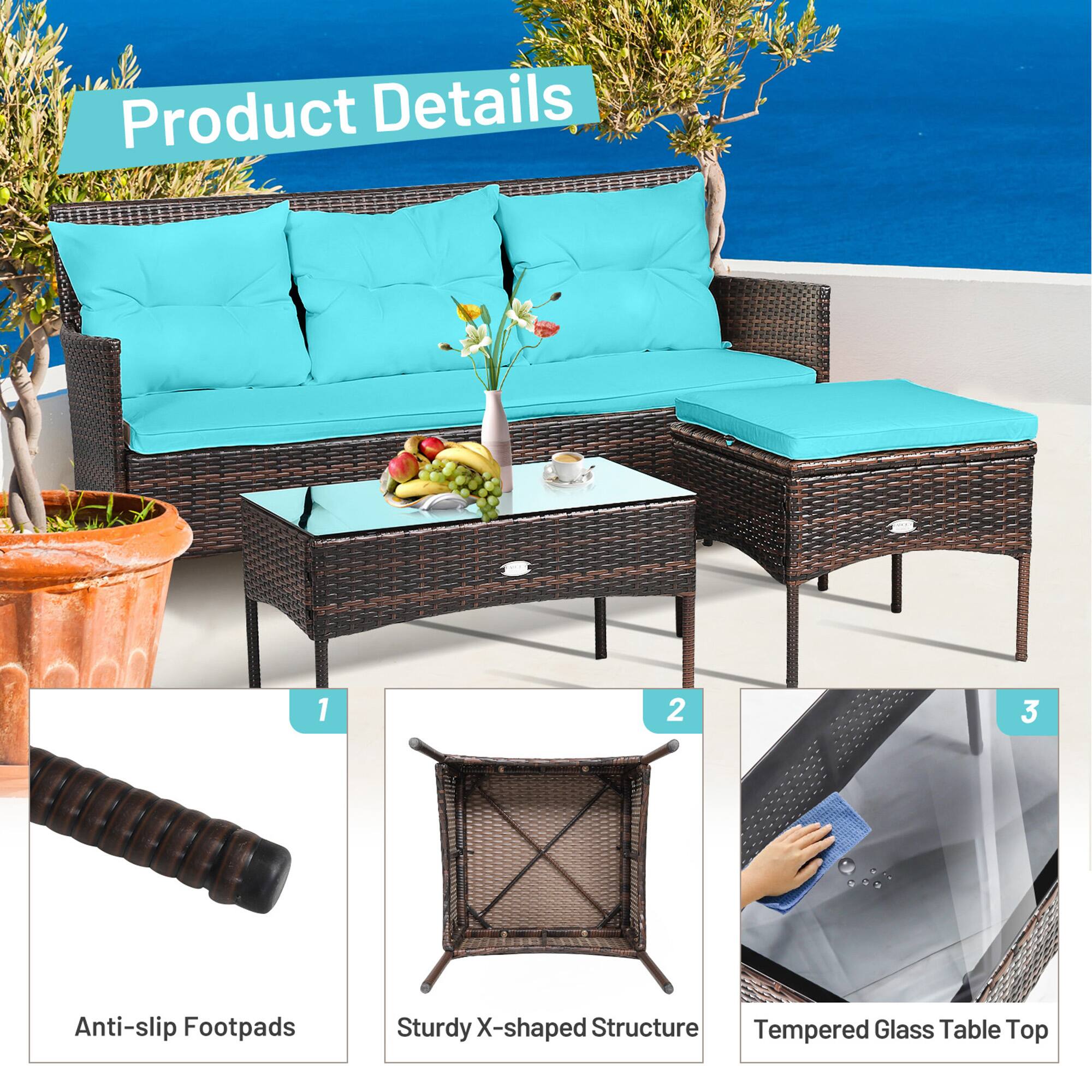 Product Details
1. Anti-slip Footpads
2. Sturdy X-shaped Structure
3. Tempered Glass Table Top