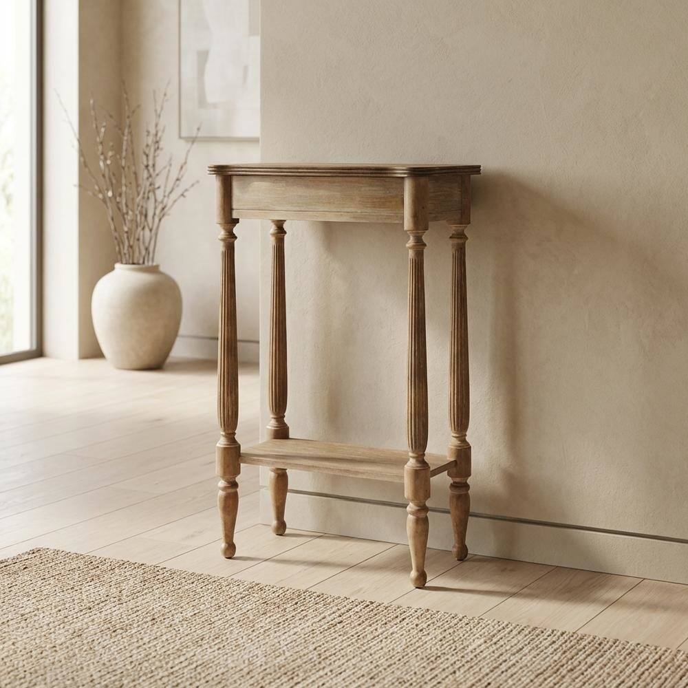 Alt View 3. Starlight Canyon Home - Distressed Console Table with 4 Legs, Transitional Entryway Sofa Table - Light Brown.