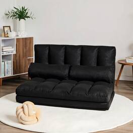 Kadyn - Floor Chair, Sofa Chair, Floor Seat,6-Position Foldable Floor Sofa Bed with Detachable Cloth Cover-Black - Black