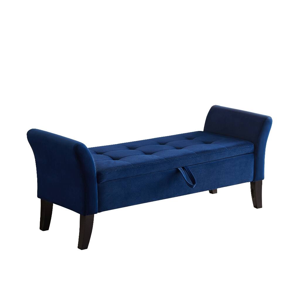 Alt View 3. Ropilly - Ropilly Tufted Velvet Storage Bench Navy Blue End of Bed Ottoman - Navy Blue.
