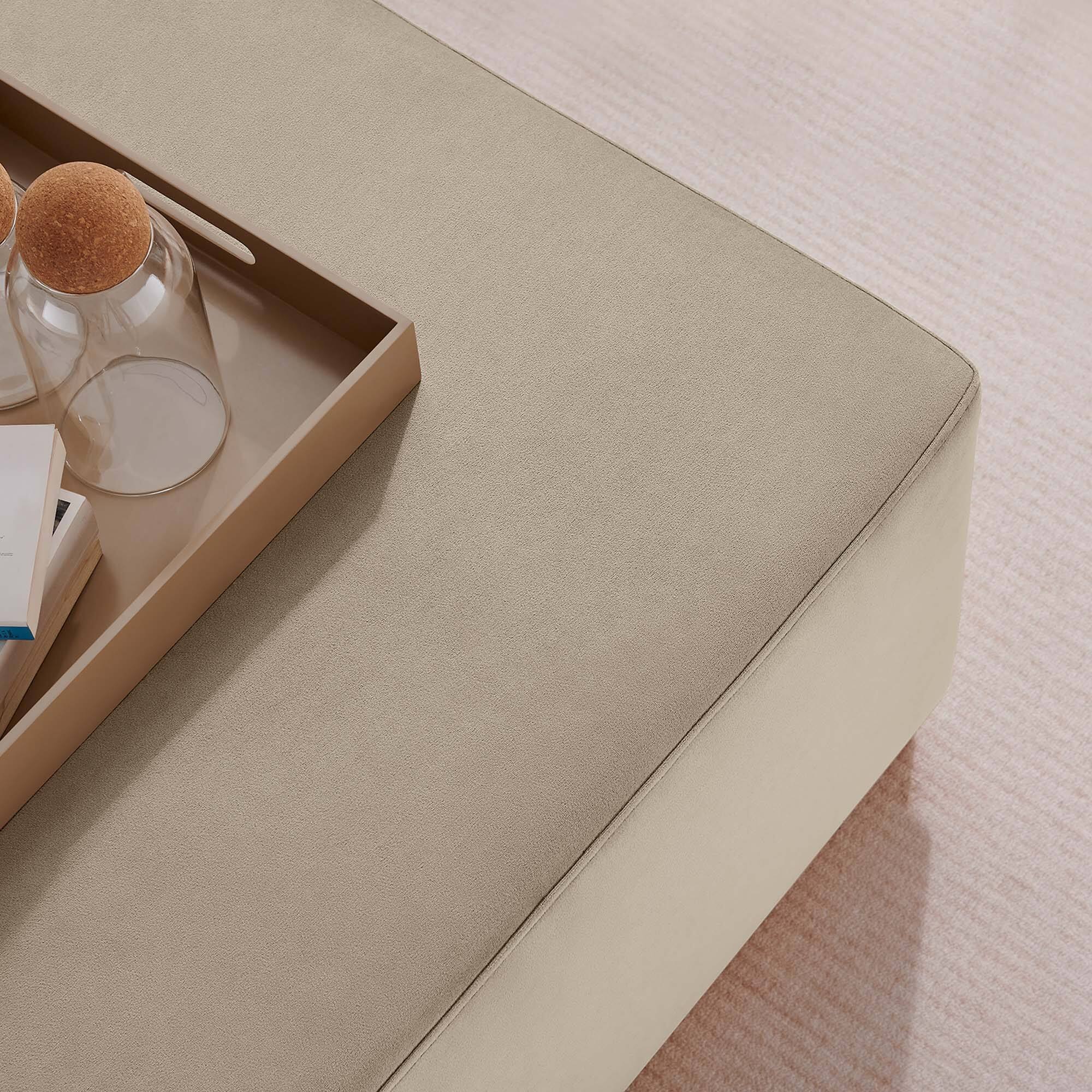 Alt View 2. Modway - Tilden Large 28" Square Performance Velvet Upholstered Ottoman by Modway - Taupe Natural.