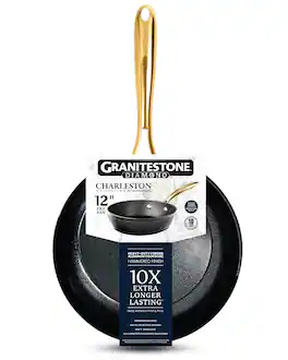 Granitestone - Charleston Collection Hammered 12'' Aluminum Nonstick Fry Pan - Black