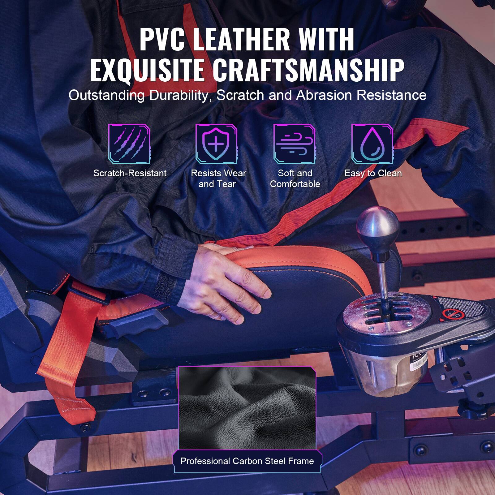 PVC LEATHER WITH EXQUISITE CRAFTSMANSHIP Outstanding Durability, Scratch and Abrasion Resistance

+ Scratch-Resistant
+ Resists Wear and Tear
+ Soft and Comfortable
+ Easy to Clean

Professional Carbon Steel Frame