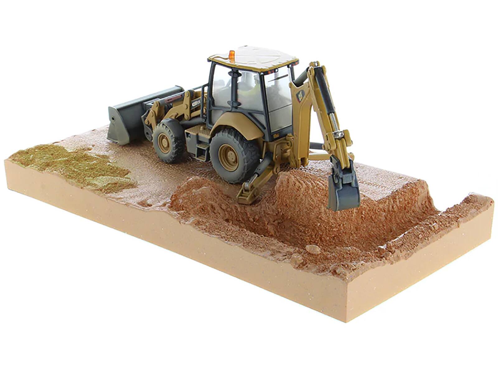 Alt View 1. Diecast Masters - CAT Caterpillar 420F2 IT Backhoe Loader with Operator Yellow "Weathered Series" 1/50 Diecast Model by Diecast Masters - Yellow .