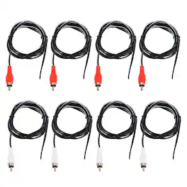 Unique Bargains - 8pcs 5ft RCA Audio Subwoofer Cable, 1 RCA Male Plug to Bare Wire Open End Audio Video Speaker for Amplifier Home Theater - White Red