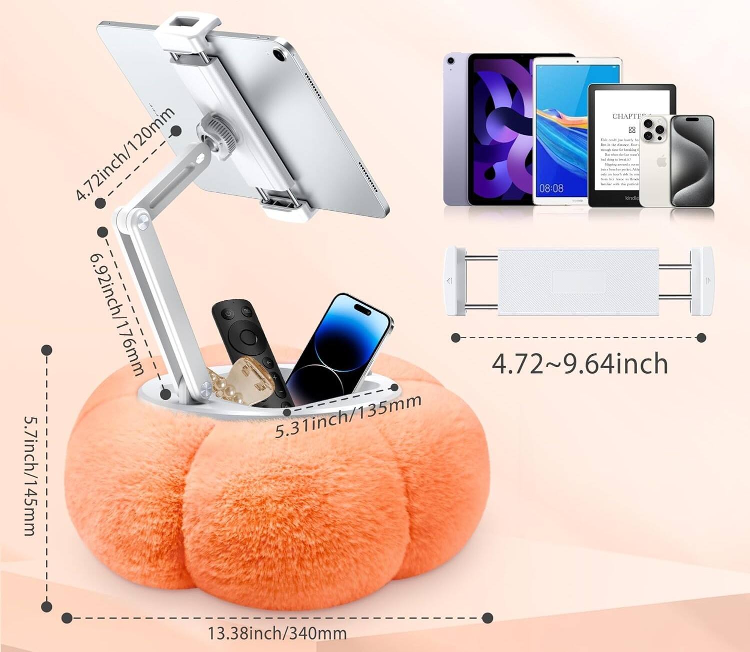 4.72 inch/120mm  
6.92 inch/176mm  
5.7 inch/145mm  
5.31 inch/135mm  
13.38 inch/340mm  
4.72~9.64 inch