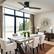 Left. Parrot Uncle - 48" Modern Black LED Flush Mount Ceiling Fan with Remote Control - Black.