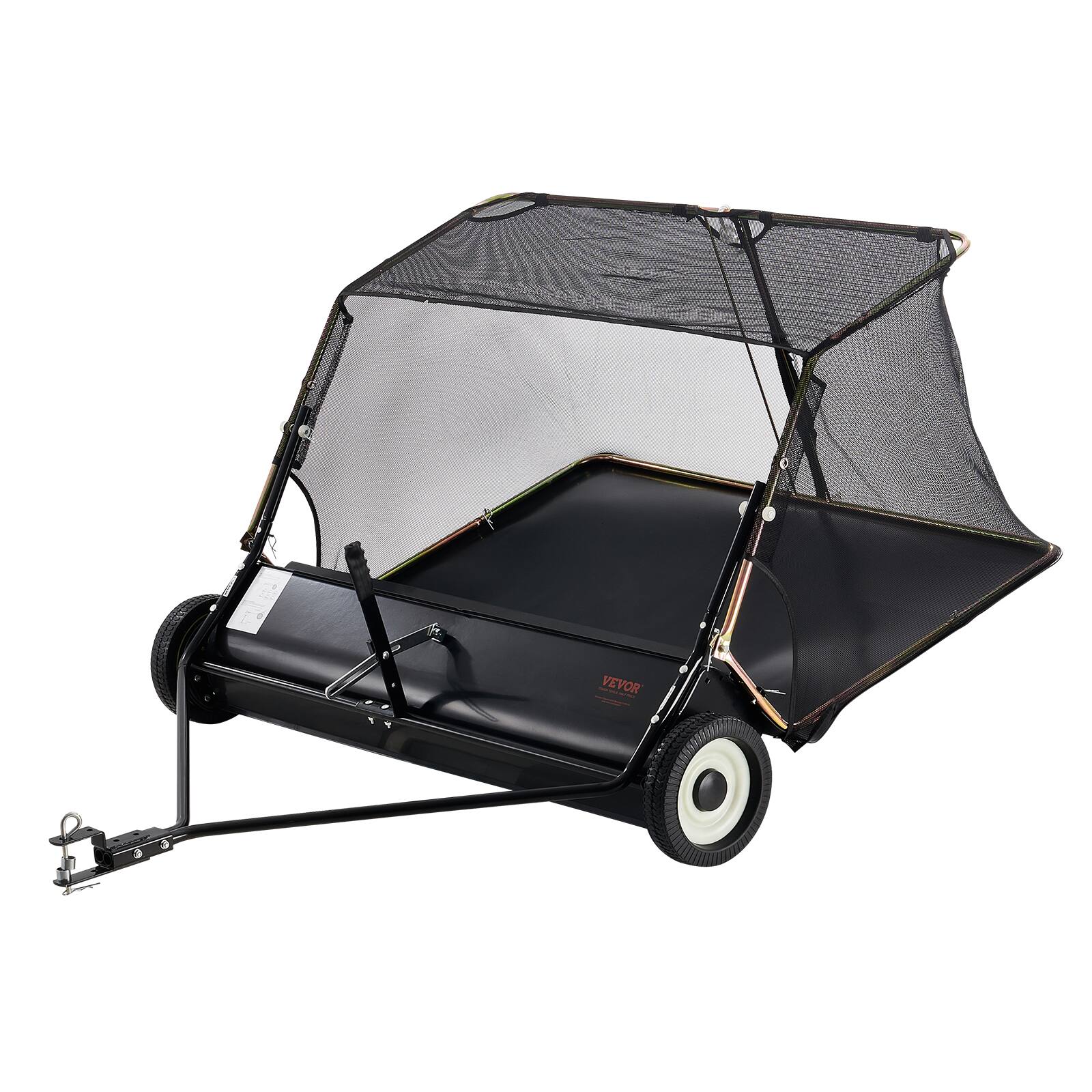 Front. VEVOR - 52-inch Lawn Sweeper Tow Behind, 26 cu.ft. Large Pull Behind Grass Sweeper - Black.