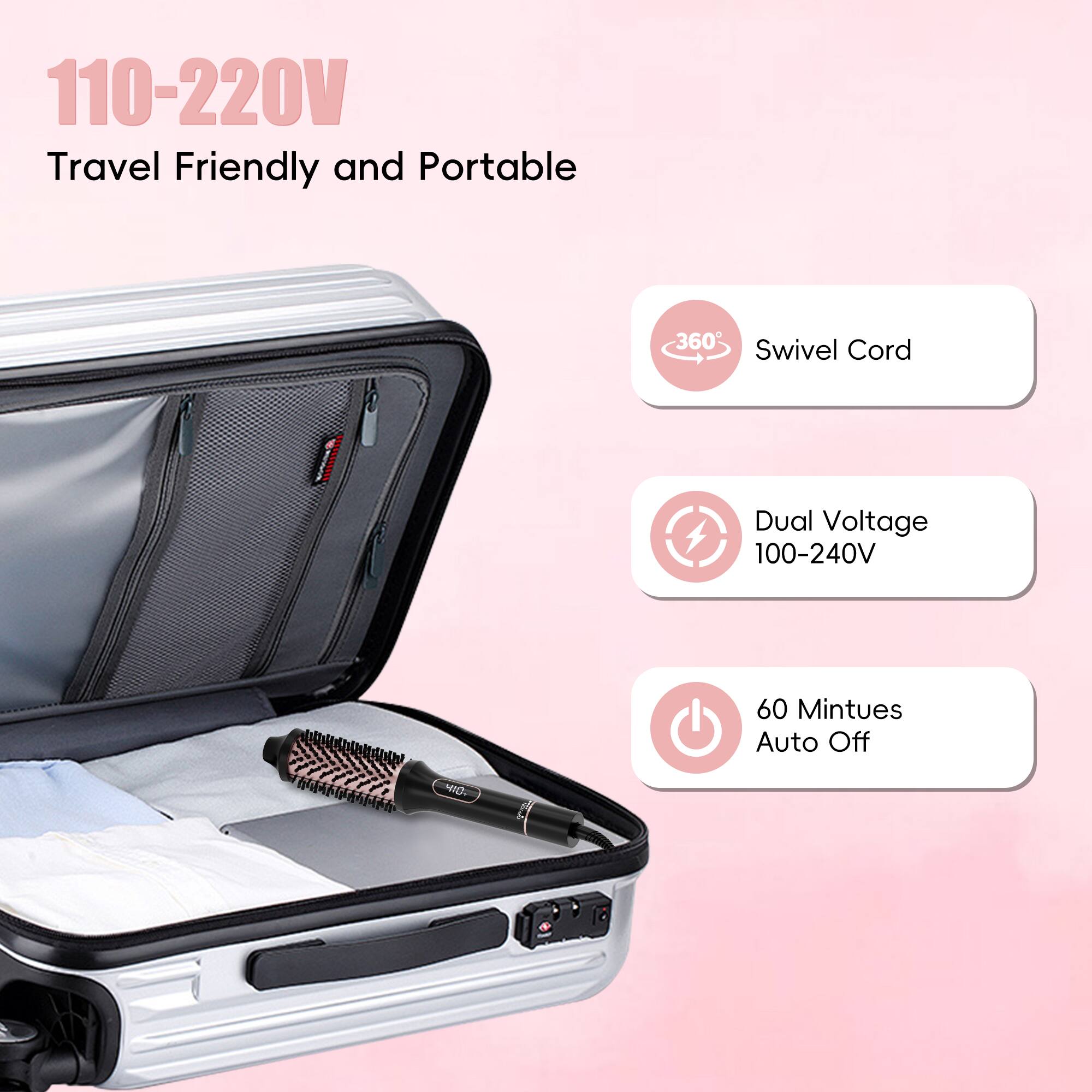 110-220V Travel Friendly and Portable, 360 Swivel Cord, Dual Voltage 100-240V, 60 Minutes Auto Off