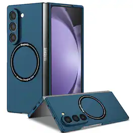 Dteck - for Samsung Galaxy Z Fold6 Case,Slim Matte PC Phone Cover,Mag Safe Compatible,Magnetic Folding Shockproof Cover - Darkblue