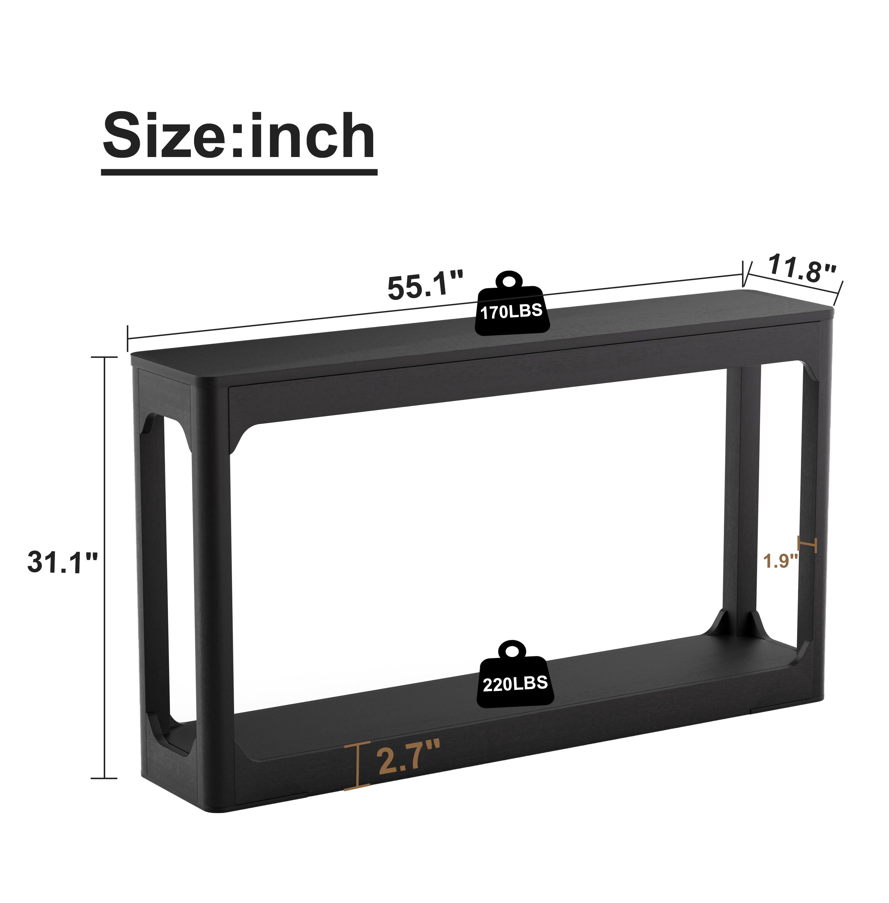 Size: inch  
55.1"  
170LBS  
11.8"  
31.1"  
1.9"  
220LBS  
2.7"
