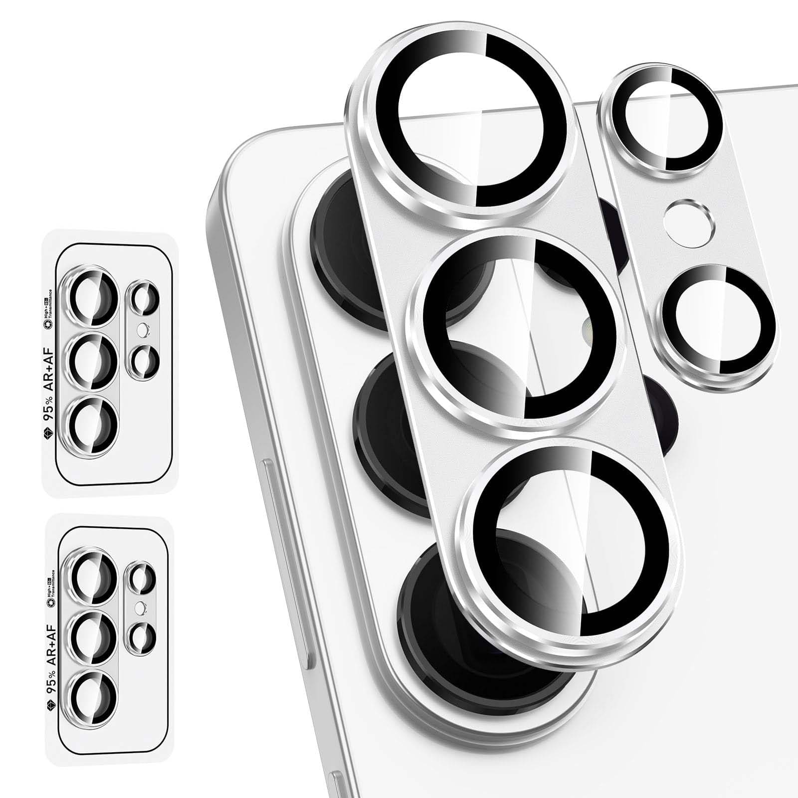 Dteck - 2 Pack Camera Lens Protector for Samsung Galaxy S26 Ultra, Case Friendly Matte Metal 9H Tempered Glass Lens Cover - Silver