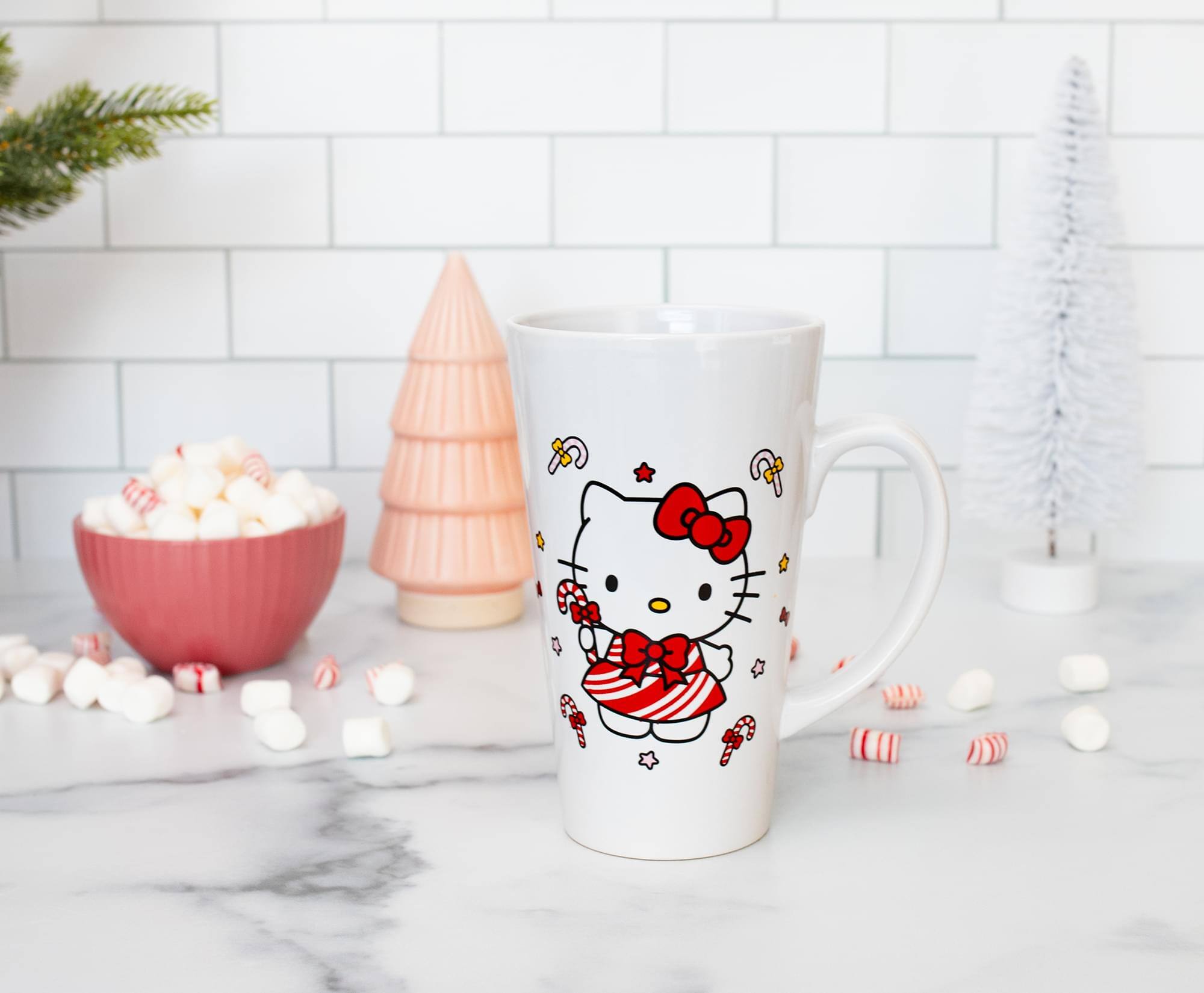 Alt View 10. Silver Buffalo - Sanrio Hello Kitty Holiday Candy Cane Ceramic Tall Latte Mug | Holds 16 Ounces - Red.