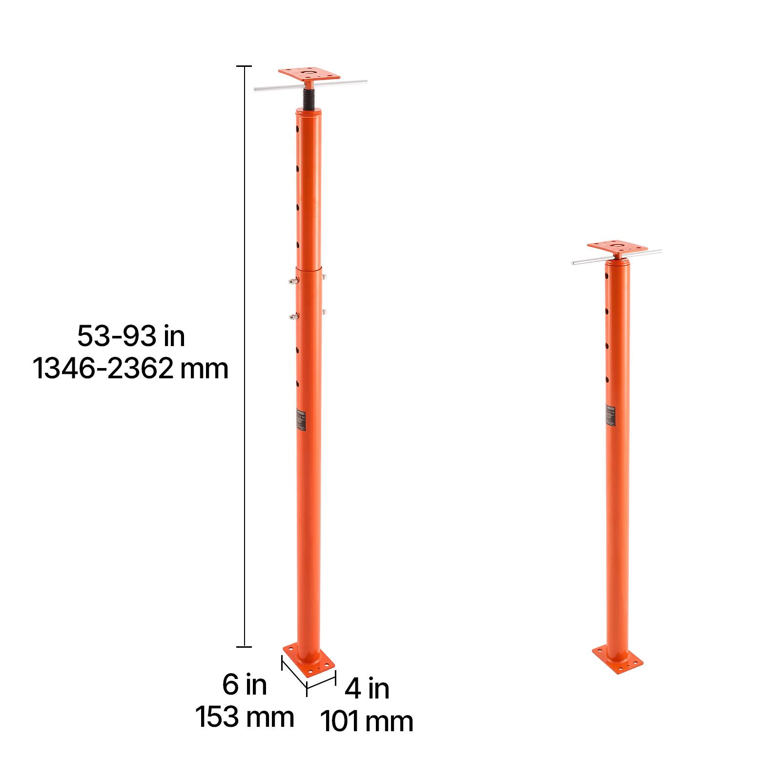 53-93 in 1346-2362 mm  
6 in 153 mm  
4 in 101 mm