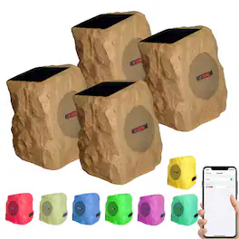 5 CORE - Rock Speaker 4Pc Outdoor Waterproof Bluetooth Garden Speakers Solar USB-GRDNSPK MC 4PCS - Peach