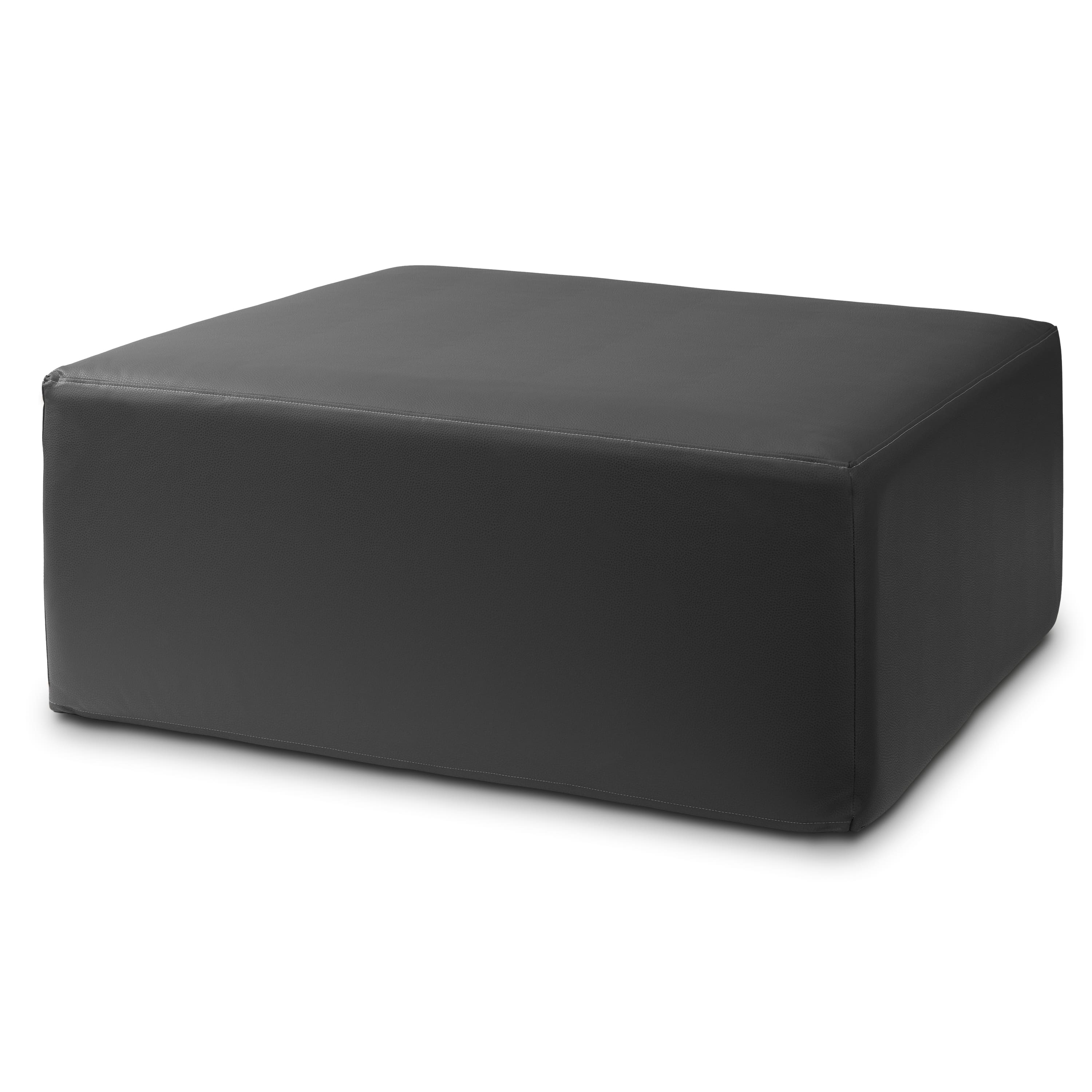Jaxx - Fairlie Couch Ottoman - Oversized Square Foam Coffee Table Ottoman, 36", Premium Faux Leather, Black - Faux Leather Black