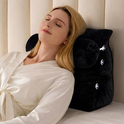 Front. Cheer Collection - Wedge Shaped Back Support Pillow - Black.