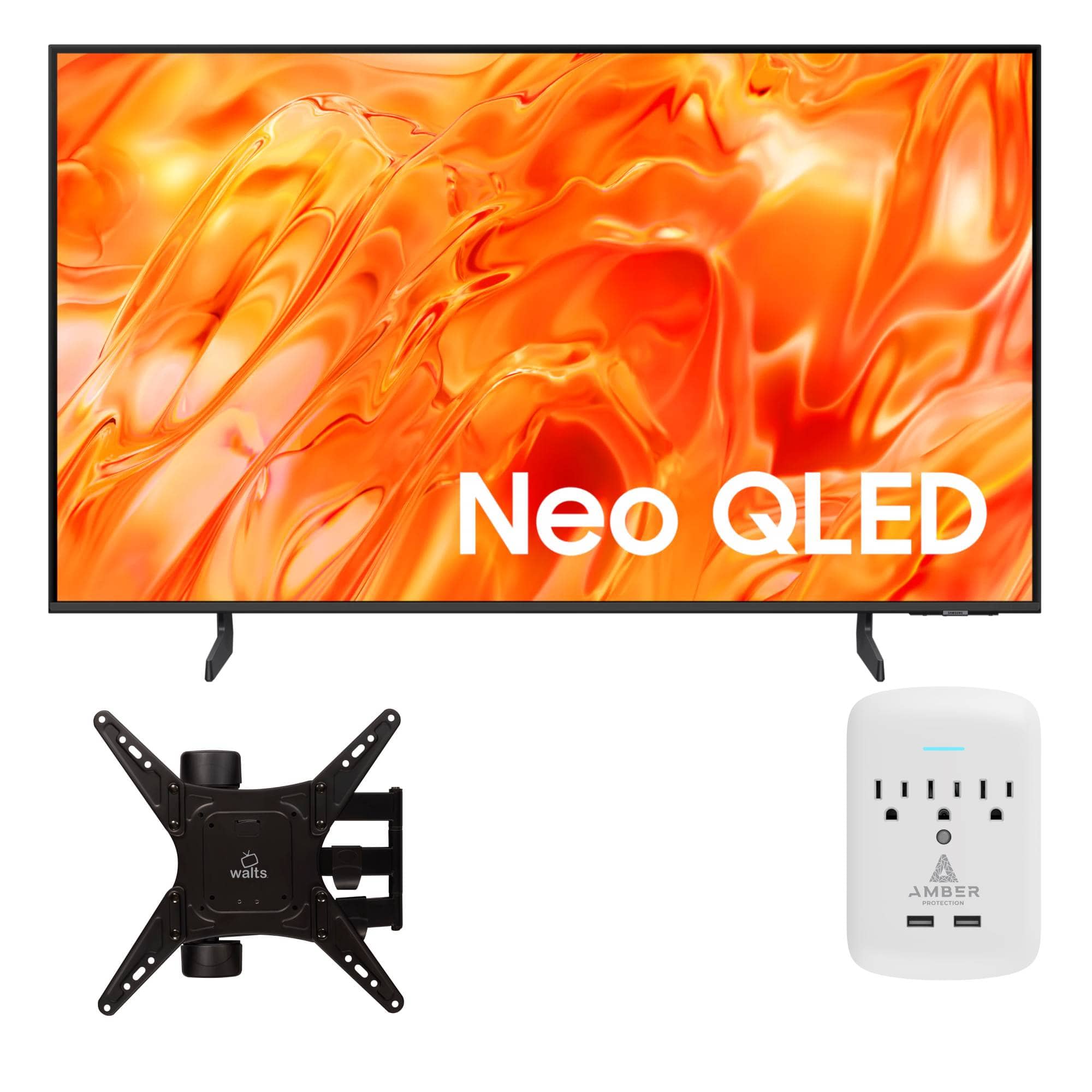 Samsung - QN43QN70HAF 43" Smart TV with a Walts FULL-MOTION-MOUNT-32-65 and a Amber 3-OUTLET-SURGE Surge Protector (2026)