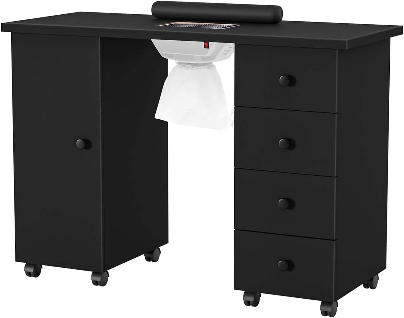 Winado - Manicure Table with Drawers & Cabinet for Storage, Salon Nail Desk w/ Vent Fan - Black