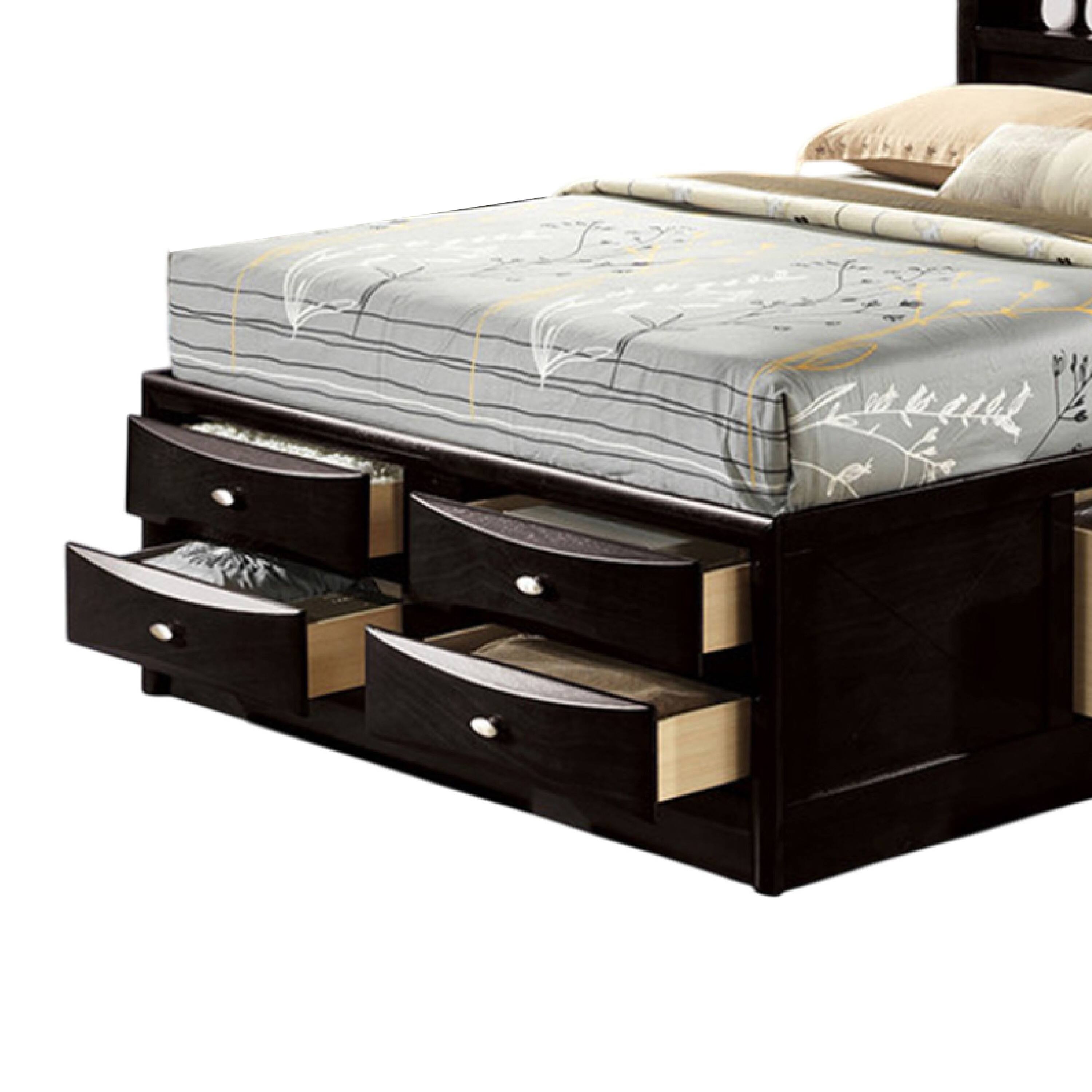 Alt View 3. Manhattan Lane - Simo Full Bed, Bookcase Headboard, Storage Drawers - Black, Nickel.