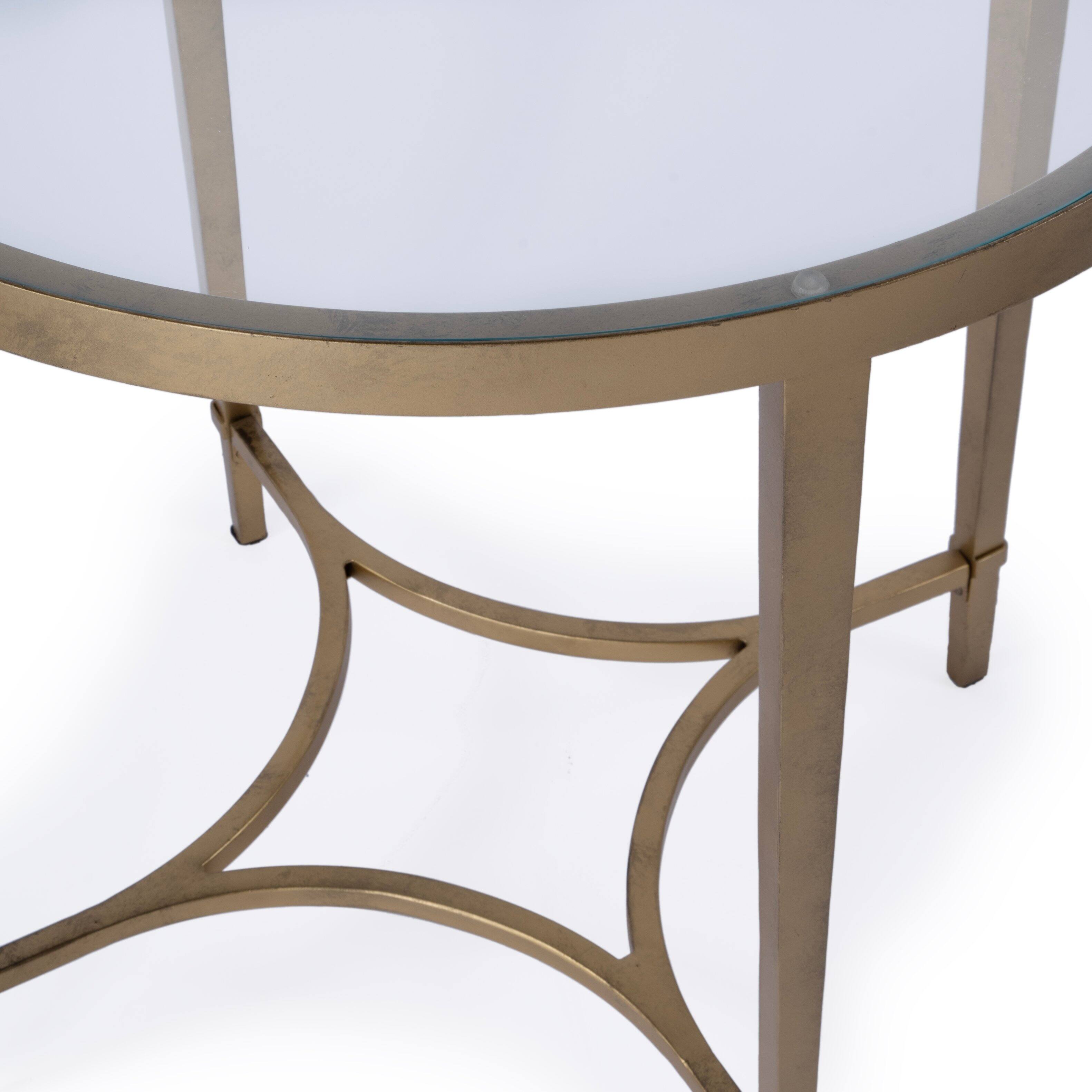 Alt View 2. Butler Specialty - Monica 26 in. W Oval Glass and Metal End Table - Gold.