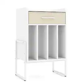 Costway - Record Player Stand Turntable Stand with Drawer & Record Holder Display Shelf - White