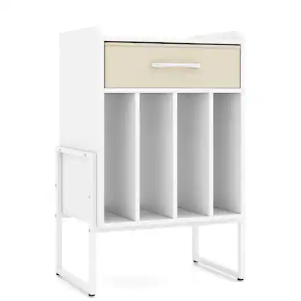 Front. Costway - Costway Record Player Stand Turntable Stand with Drawer & Record Holder Display Shelf - White.