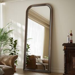 Easly - 32 in. W x 71 in. H Rectangular PU Frame Full Length Mirror Floor Mirror - Antique Bronze