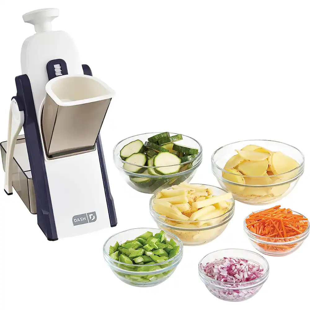 Front. DASH - Slice Mandoline, Dicer for Vegetables with Thickness Adjuster K50008 039000 - Eggplant/Navy.