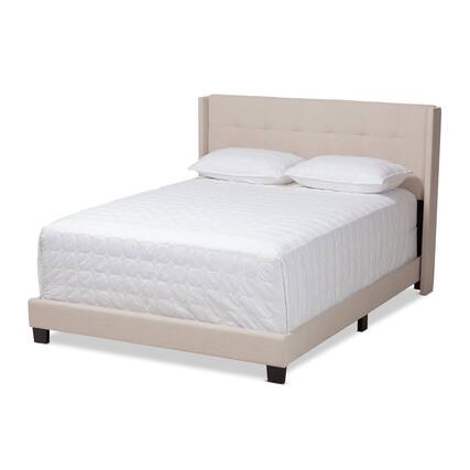 Front. Baxton Studio - Lisette Modern and Contemporary Fabric Upholstered Bed - Beige.