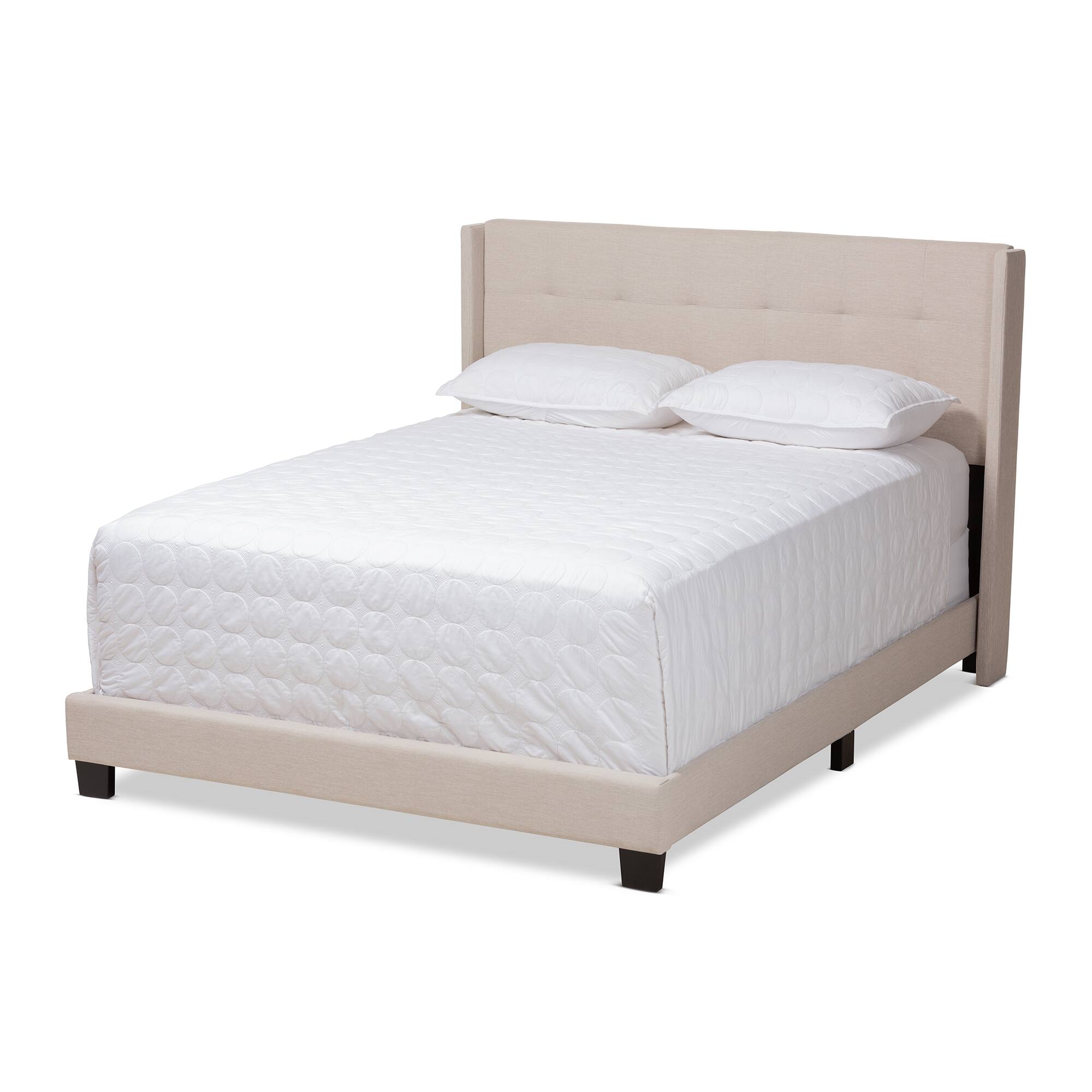 Front. Baxton Studio - Lisette Modern and Contemporary Fabric Upholstered Bed - Beige.