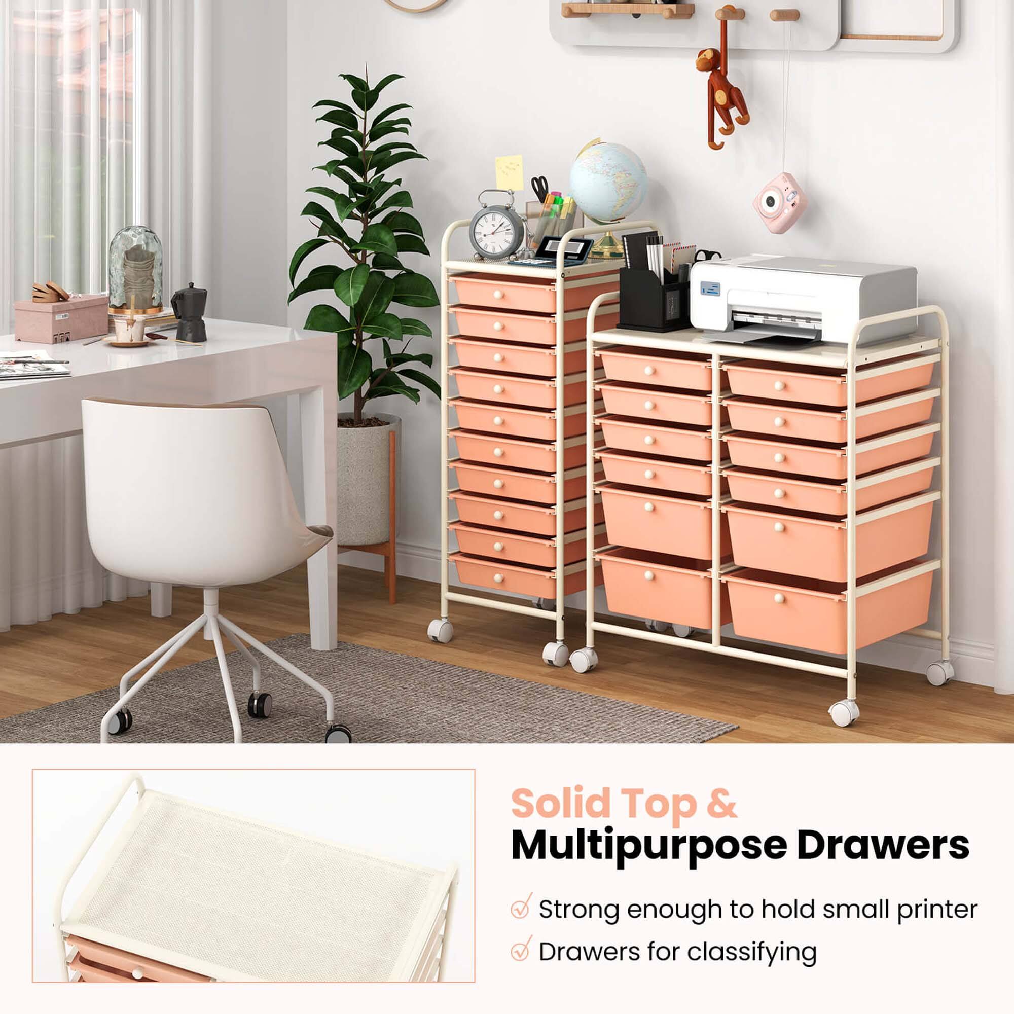 Solid Top & Multipurpose Drawers
Strong enough to hold small printer
Drawers for classifying