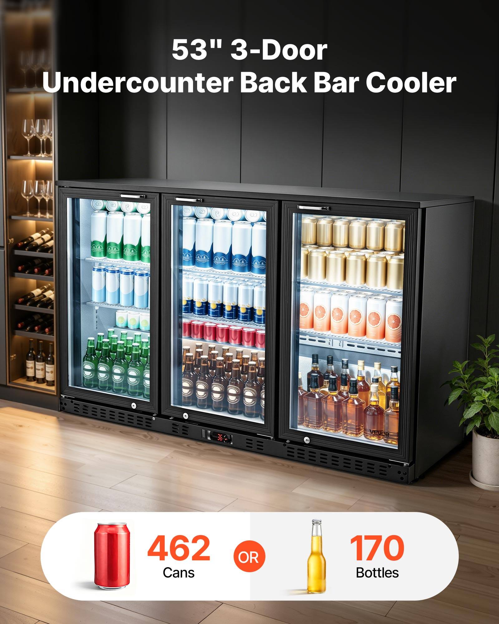 53" 3-Door Undercounter Back Bar Cooler

VEVER

462 Cans OR 170 Bottles