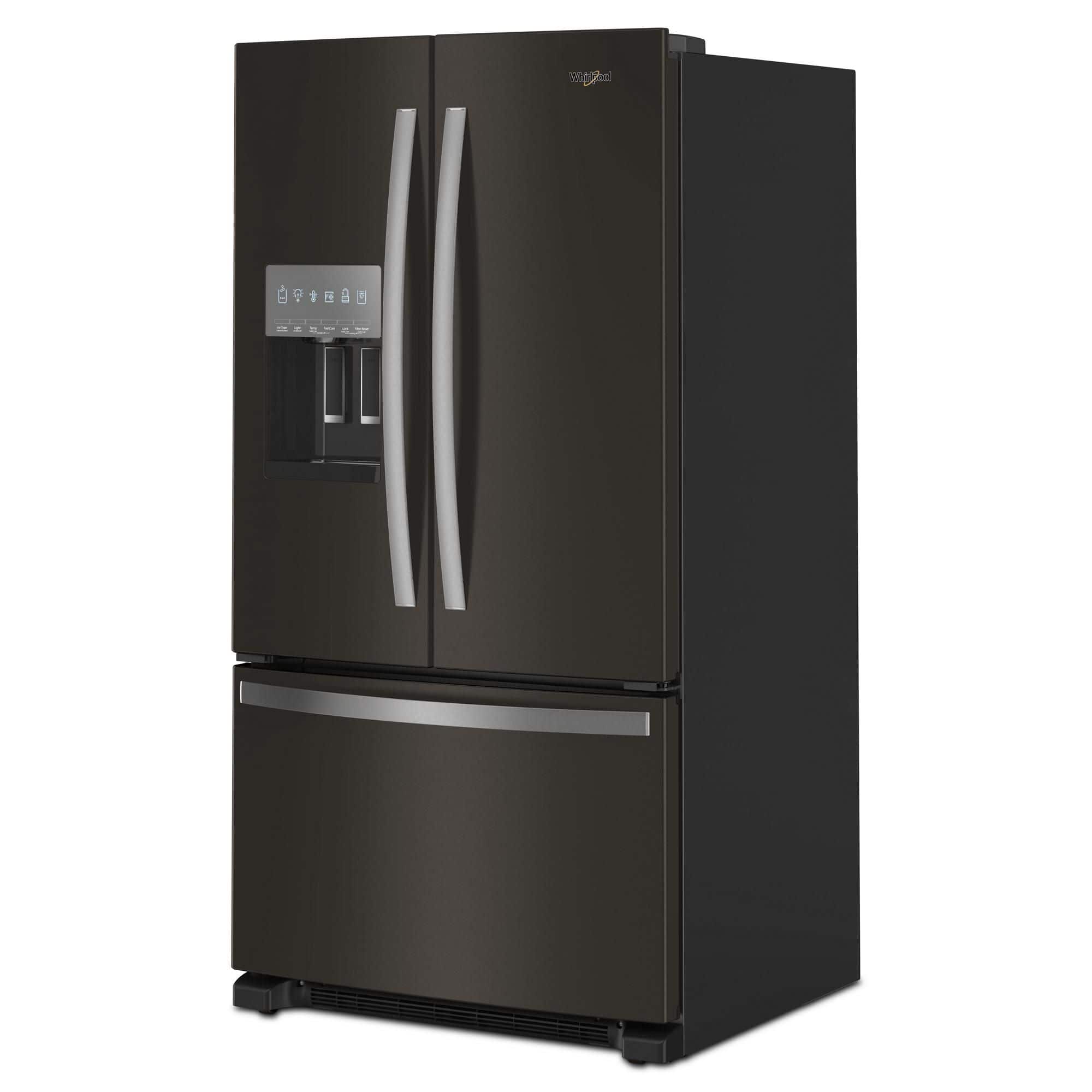 Alt View 4. Whirlpool - 24.7 Cu. Ft. French Door Refrigerator with Elevated Deli Drawer - Fingerprint Resistant Black Stainless.