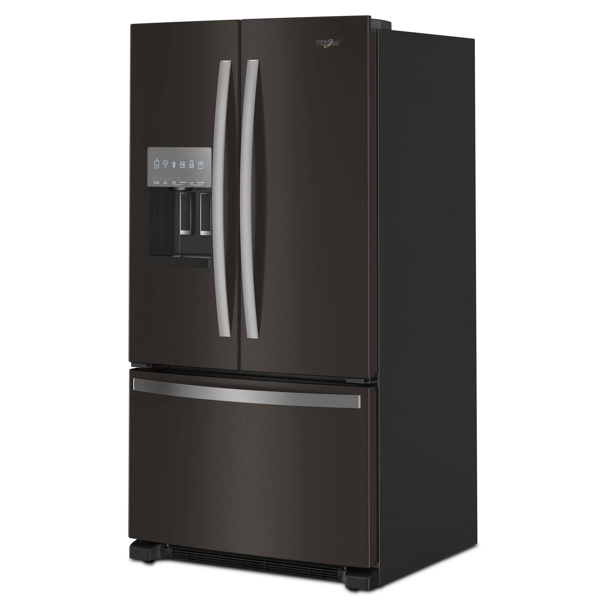 Alt View 4. Whirlpool - 24.7 Cu. Ft. French Door Refrigerator with Elevated Deli Drawer - Fingerprint Resistant Black Stainless.