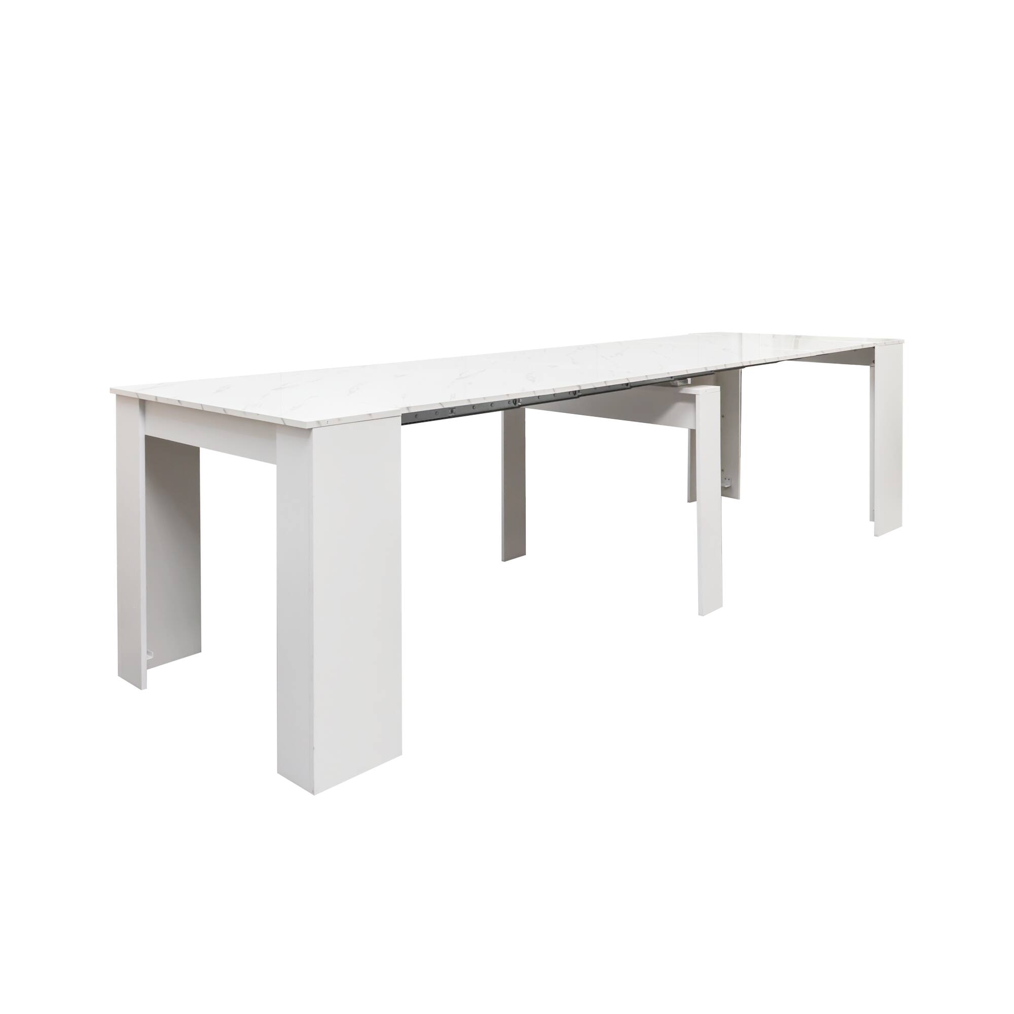 Alt View 9. Tiramisubest - Multifunctional extendable console dining table, White Marble - White,White Marble.