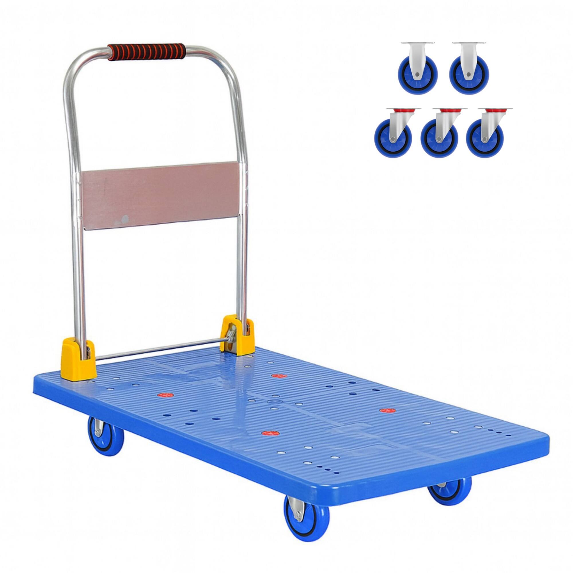 Alt View 1. Boyel Living - Blue Folding Heavy Duty Flatbed Cart 1320 lbs Capacity Moving Platform Truck - Blue.